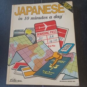 Japanese in 10 Minutes a Day Paperback Book w/ Sticky Labels by Kristine Kershul